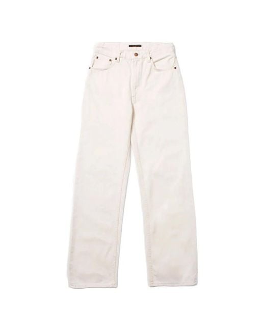 Nudie Jeans White Clean Eileen Logo-Patch Jeans
