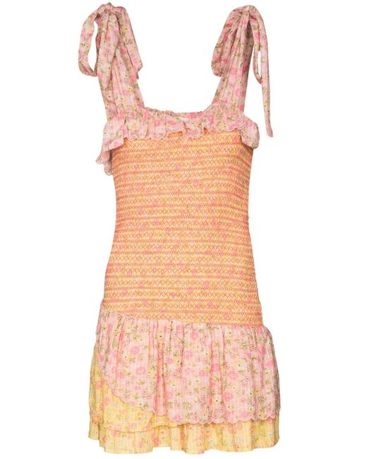 LoveShackFancy Pink Aya Sleeveless Mini Dress