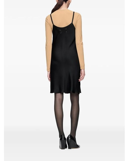 Maison Margiela Black Bias-Cut Slip Mini Dress