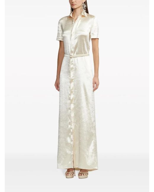 Ralph Lauren White Short-Sleeved Satin Shirt Dress
