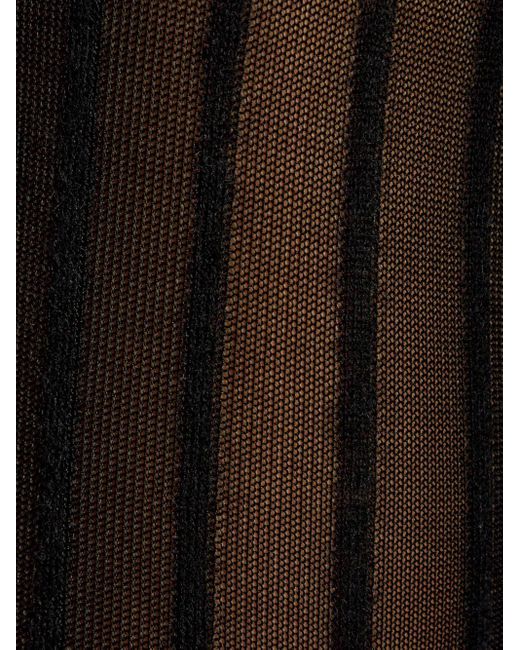 The Attico Black Semi-Sheer Striped Leggings