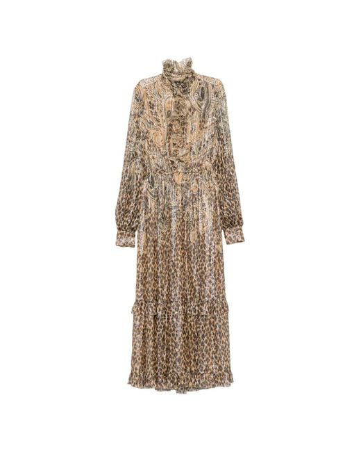 Etro Natural Paisley Leopard-Print Maxi Dress