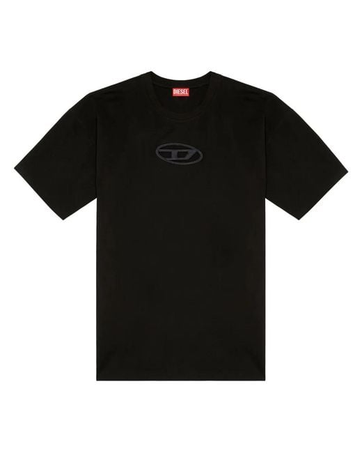DIESEL Black Organic Cotton T-Shirt With Cut-Out Logo