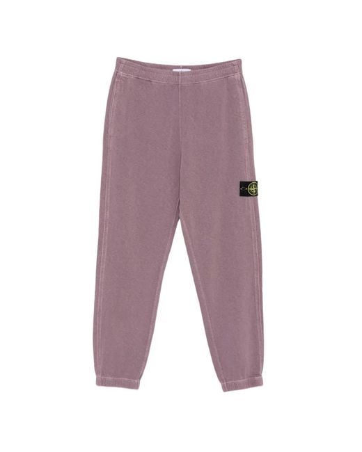 Stone Island Purple Pantalon De Jogging À Patch Logo for men