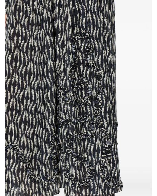 Ulla Johnson Gray Laurentine Ruffled Print Midi Dress