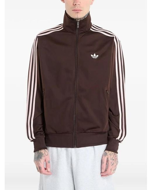 Adidas Brown Firebird Zip-Up Sweatshirt for men