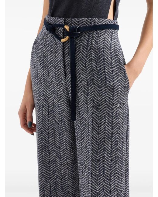Giorgio Armani Gray High-Waisted Chevron Trousers