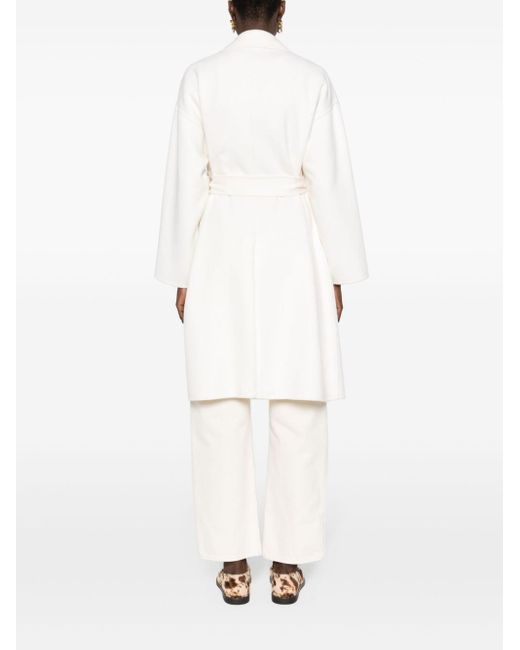 P.A.R.O.S.H. White Felted Wool-Blend Maxi Coat