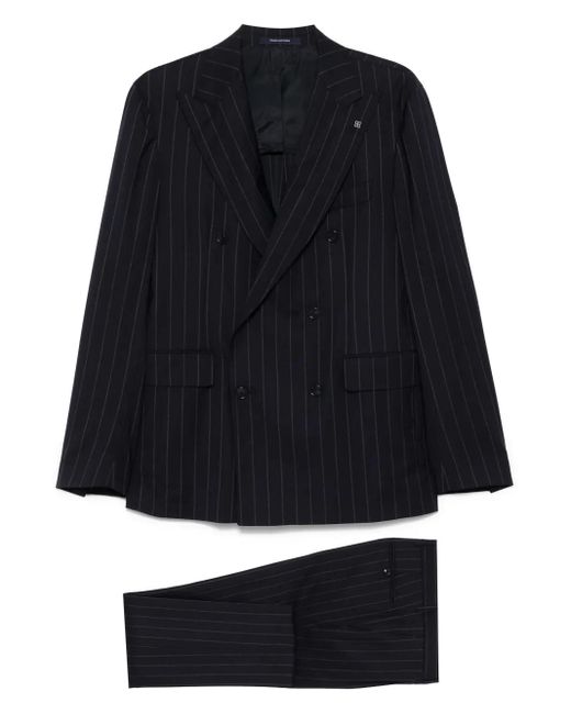 Tagliatore Black Pinstriped Suit for men