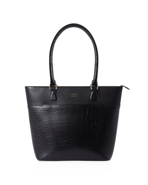 Osprey Black Kellie Croc-Effect Pebbled Tote Bag