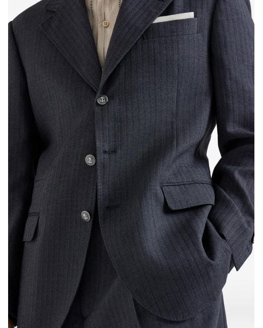 Brunello Cucinelli Blue Long-Sleeves Blazer for men