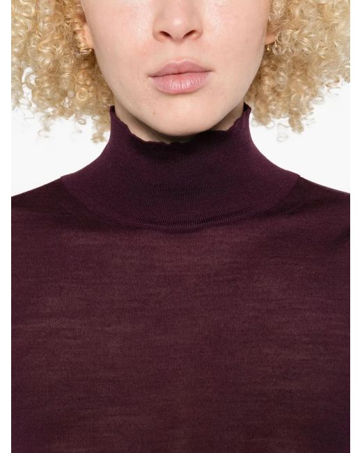 Another Tomorrow Purple Turtleneck Wool Sweater