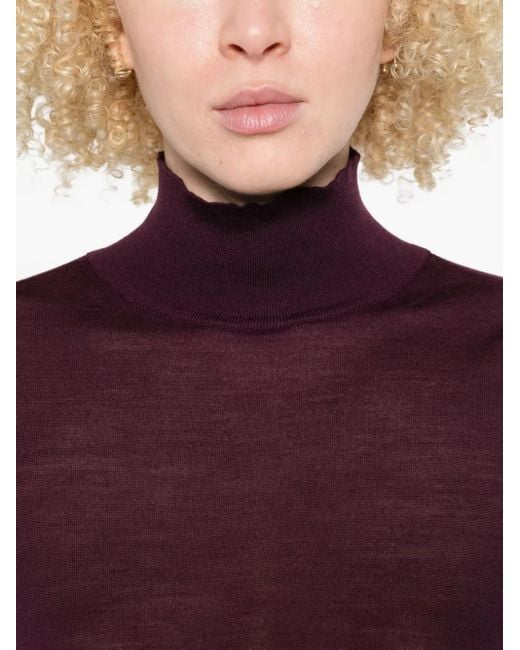 Another Tomorrow Purple Turtleneck Wool Sweater