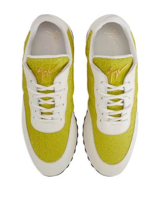 Giuseppe Zanotti Yellow Jimi Running Leather Sneakers