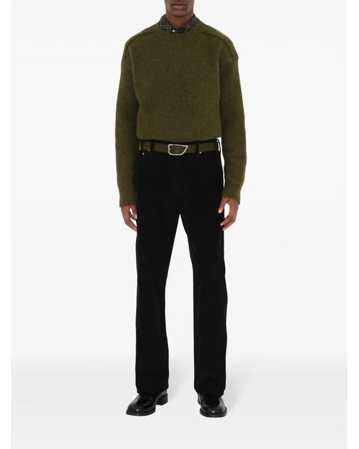 Burberry Green Pebbled Leather Engraved Buckle Belt for men