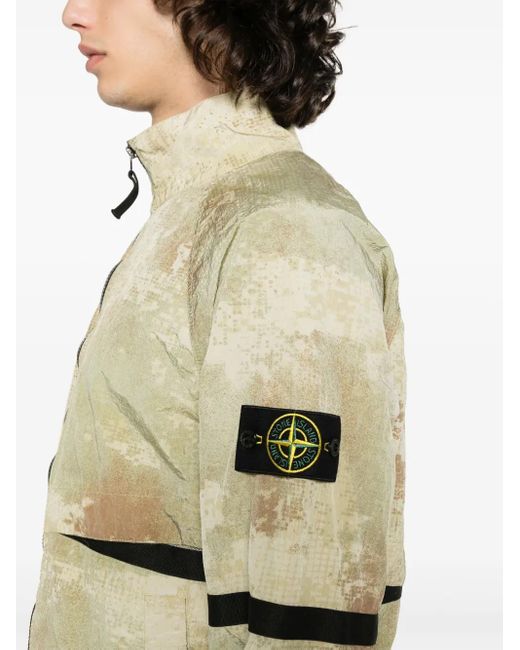 Stone Island Natural Compass-Badge Abstract-Print Jacket for men