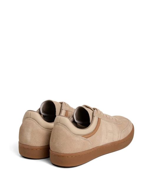Hackett Brown Beck Ivys Logo-Patch Suede Sneakers for men