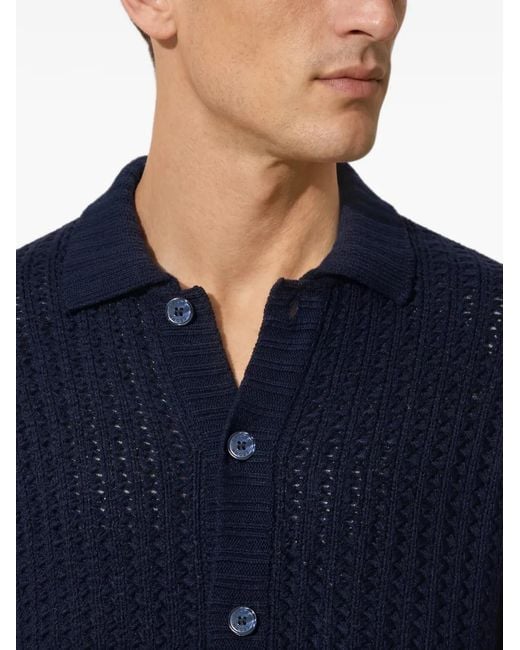 Orlebar Brown Blue Thomas Textured-Knit Shirt for men