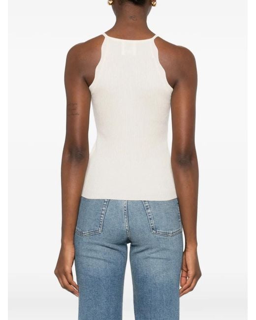 Allude Gewelfde Geribbelde Tanktop in het White