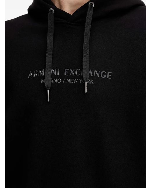 ARMANI EXCHANGE Black Long-Sleeve Logo-Detail Hoodie for men