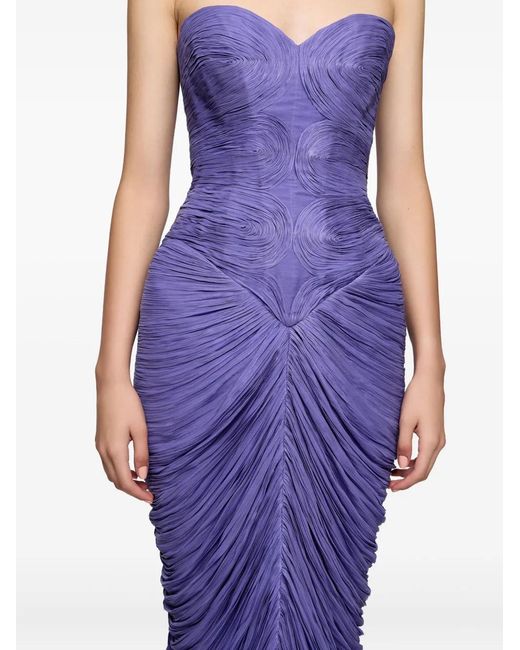 Ana Radu Purple Strapless Draped Asymmetrical Dress