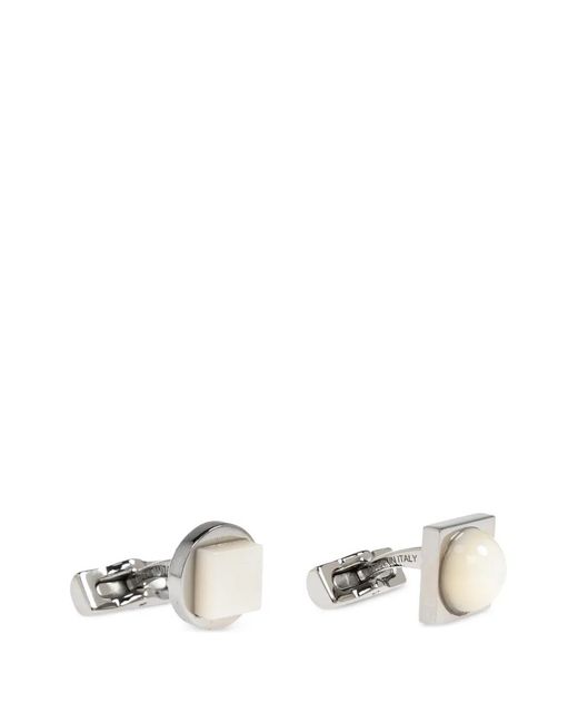 Ferragamo White Mismatching Geometric Cufflinks for men