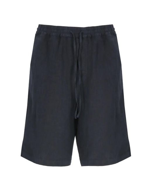 120% Lino Blue Drawstring-Waist Linen Shorts for men