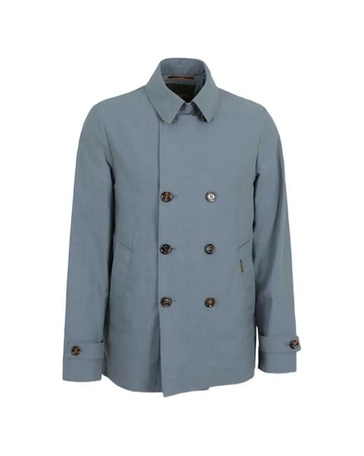 Moorer Blue Double-Breasted Coat for men