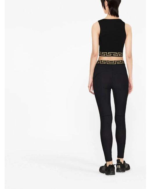 Versace Black Leggings With Logo Band