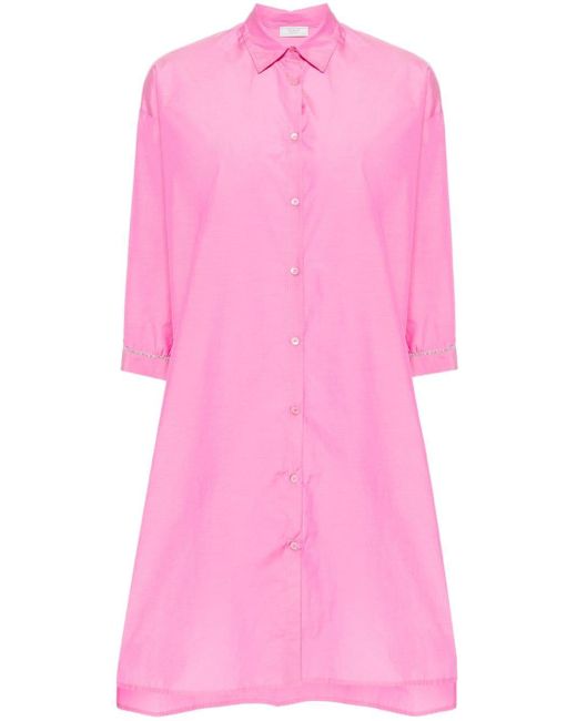 Peserico Pink Cotton Blend Shirt Dress