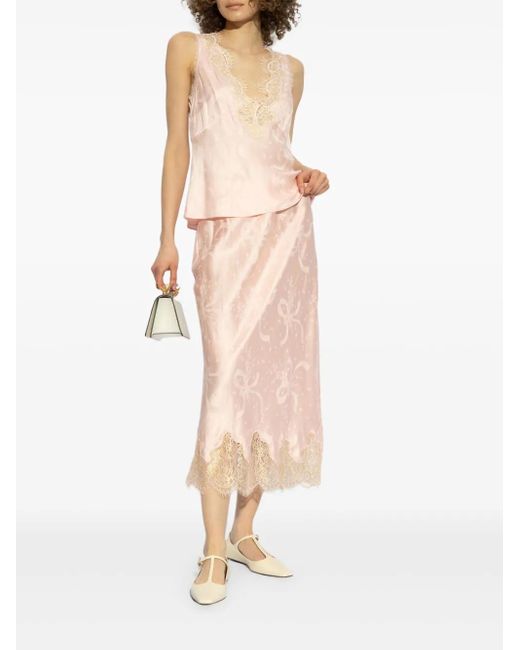 【LoveShackFancy 】Malina Skirt スカート ピンク LoveShackFancy Malina Slip Maxi Skirt | Saks Fifth Avenue