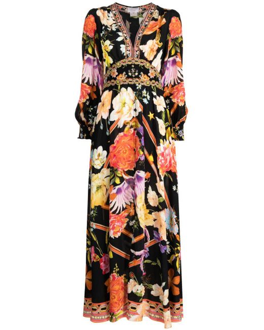 Camilla Black Floral-print Maxi Dress