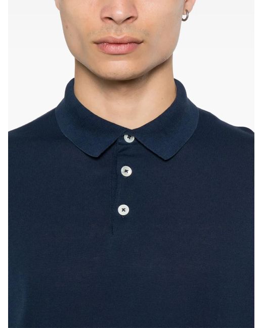 Eleventy Blue Tailored Polo With Traditional Collar And Three-Button Placket for men