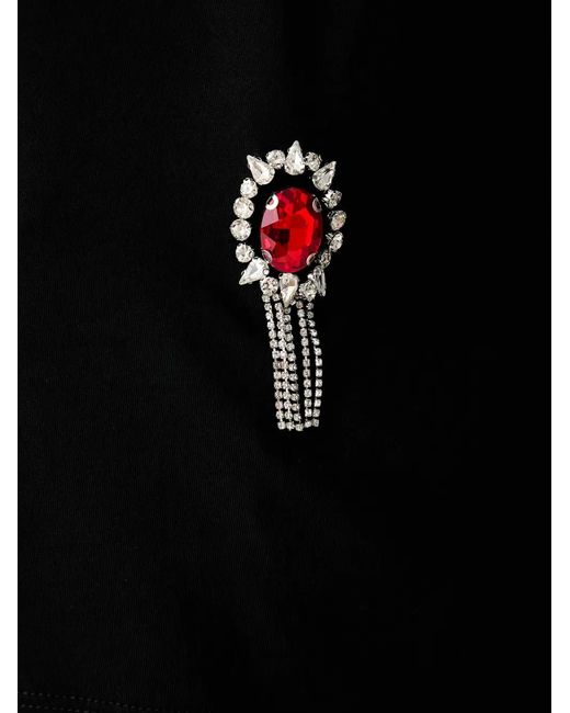 Liu Jo Black Crystal-Embellished Heart-Motif T-Shirt