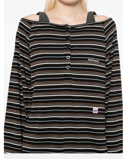 Mini Cream Black Logo-Embroidered T-Shirt And Skirt Set