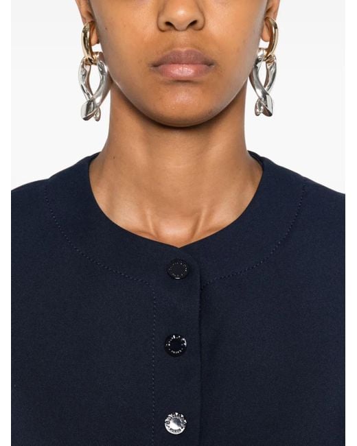 Sandro Blue Button-Fastening Short-Sleeve Top