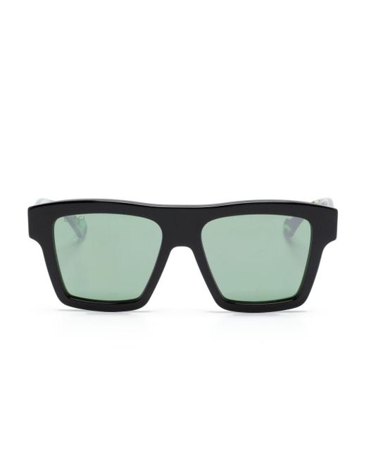 Gucci Green Tortoiseshell Square-frame Sunglasses for men