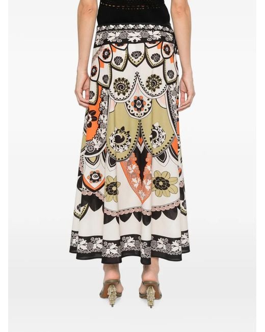 LaDoubleJ White Graphic-Print Wrap Skirt