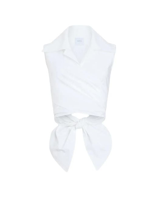 Patou White Draped Sleeveless Top
