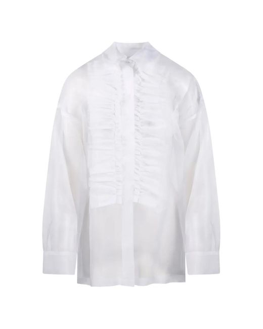 P.A.R.O.S.H. White Ruffle-Detail Shirt