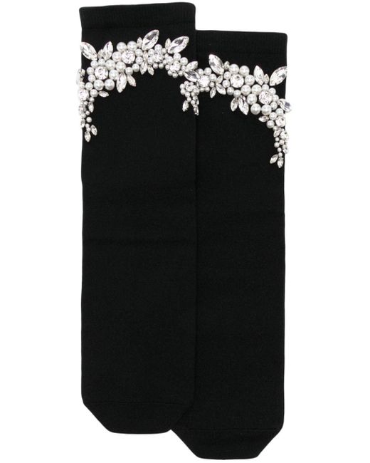 Simone Rocha Black Crystal Pearl-embellished Socks