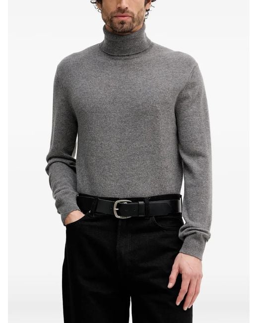 Benetton Gray Roll-Neck Long-Sleeve Sweater for men