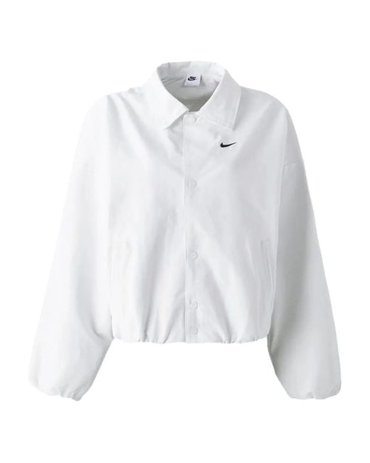Nike White Swoosh-Embroidered Jacket