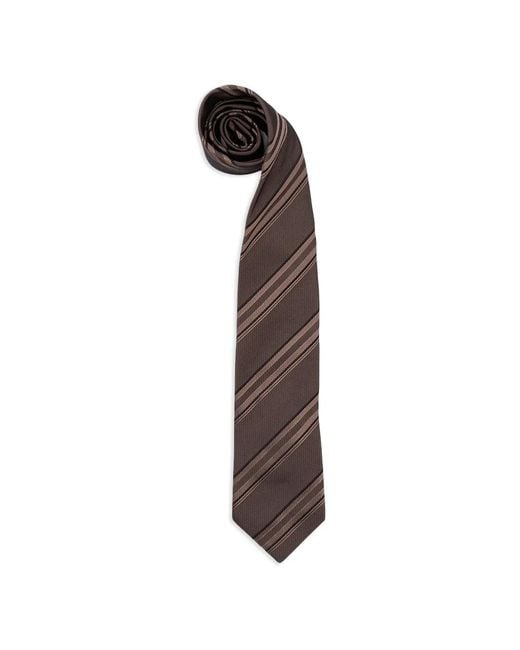 Brunello Cucinelli Brown Striped Silk Tie for men