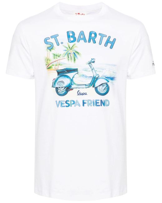 Mc2 Saint Barth Blue Vespa Friend Cotton T-shirt for men