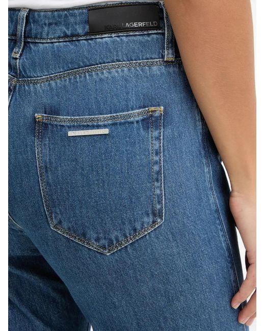 Karl Lagerfeld Blue Five-Pocket Logo-Patch Jeans