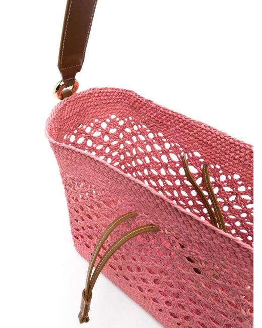 THEMOIRÈ Pink Woven-raffia Shoulder Bag