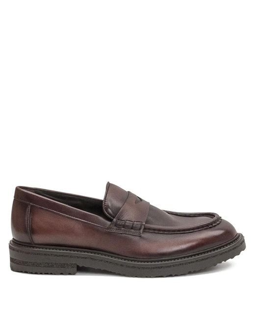 STURLINI FIRENZE Brown Penny Leather Loafers for men