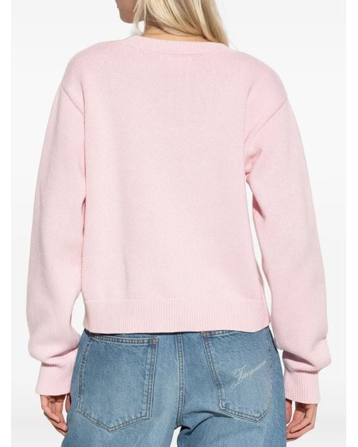 LoveShackFancy Pink Blushing Flag-Knit Sweater