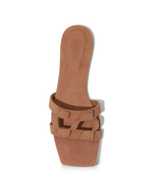 Jonathan Simkhai Brown Monogram Suede Sandals